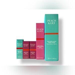 NEW 5 Pc Peach & Lily Set Pore Toner, Barrier Serum, Eye Cream & Cleanser